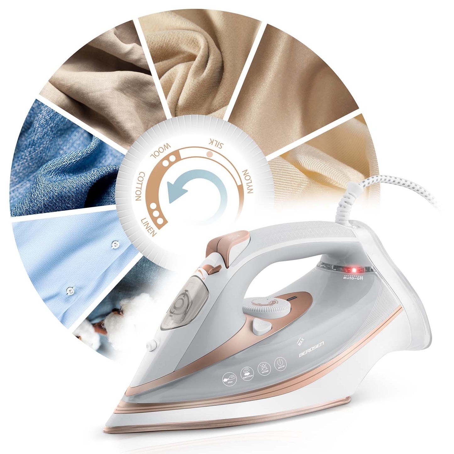 Steam Iron 3000W, Ceramic Soleplate, Vertical Steam