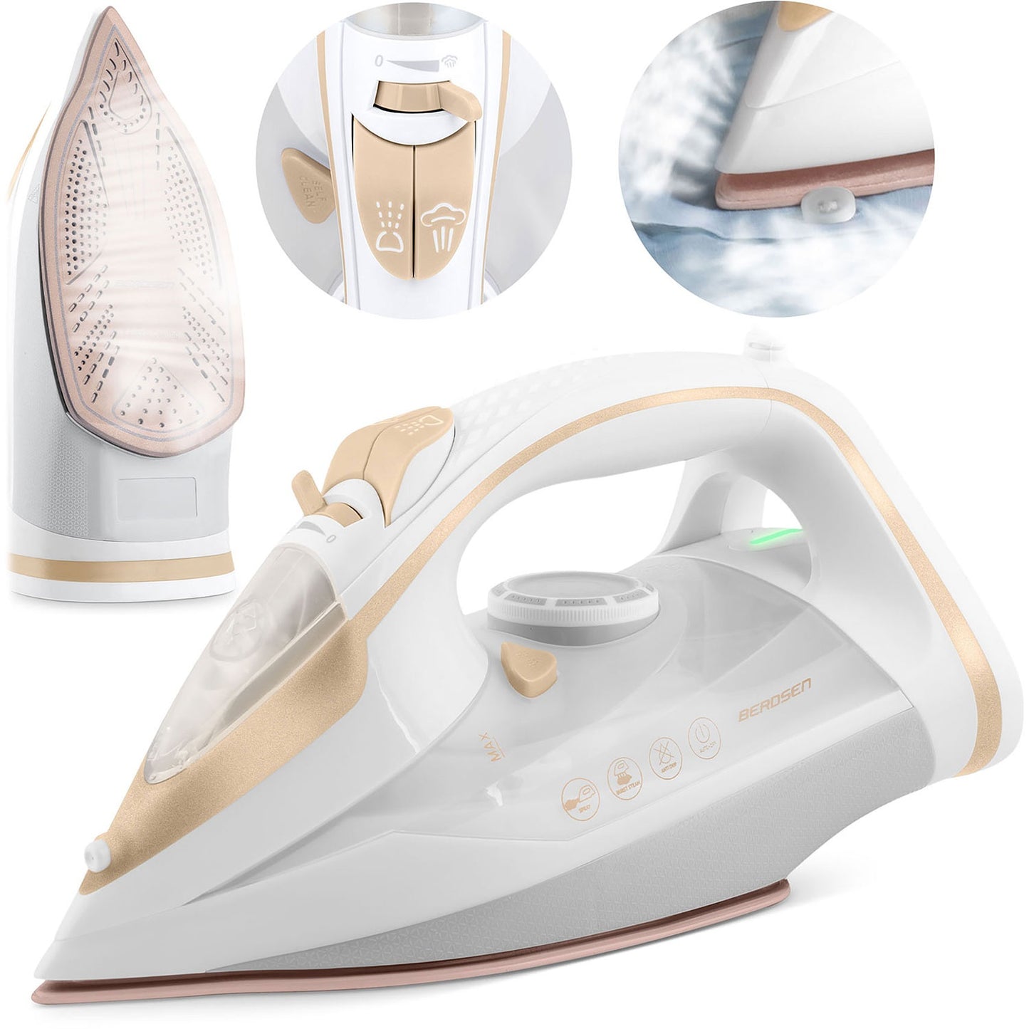 Steam Iron 3000W, Ceramic Soleplate, Vertical Use
