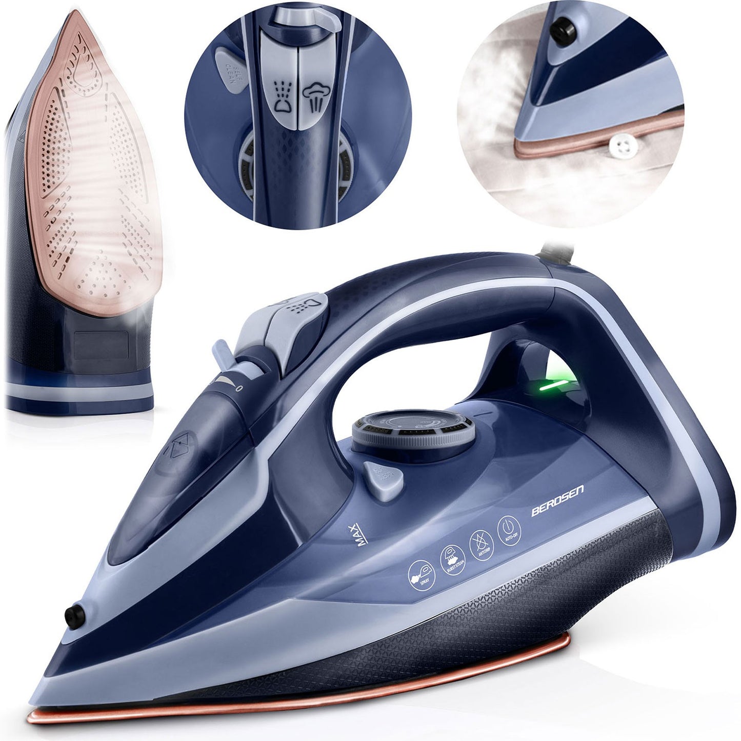 Steam Iron 3000W, Ceramic Soleplate, Vertical Use
