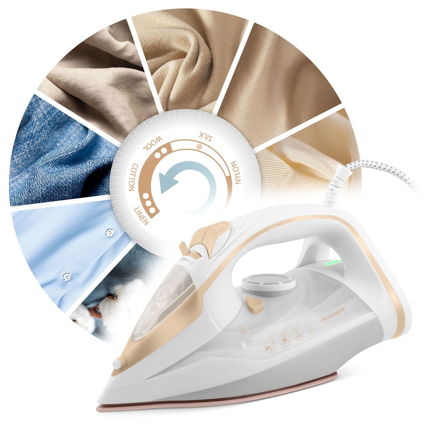 Steam Iron 3000W, Ceramic Soleplate, Vertical Use