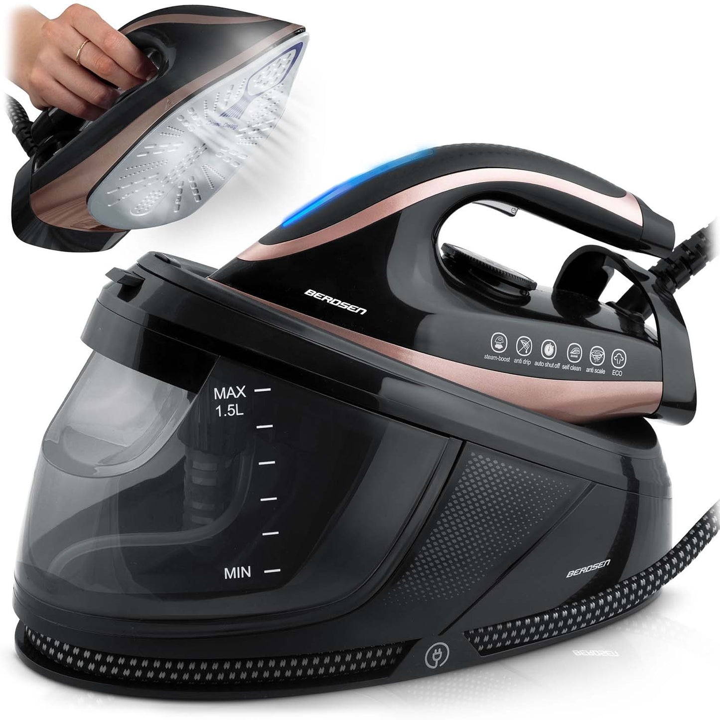 Steam Iron Station, 3000W, Ceramic Soleplate, 1.5L Tank