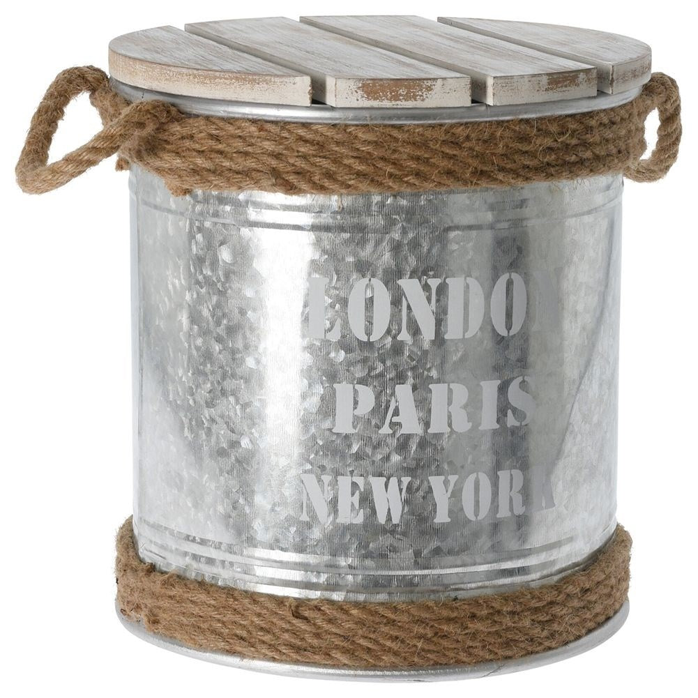 Steel Container with Jute Handle for Storage and Decoration
