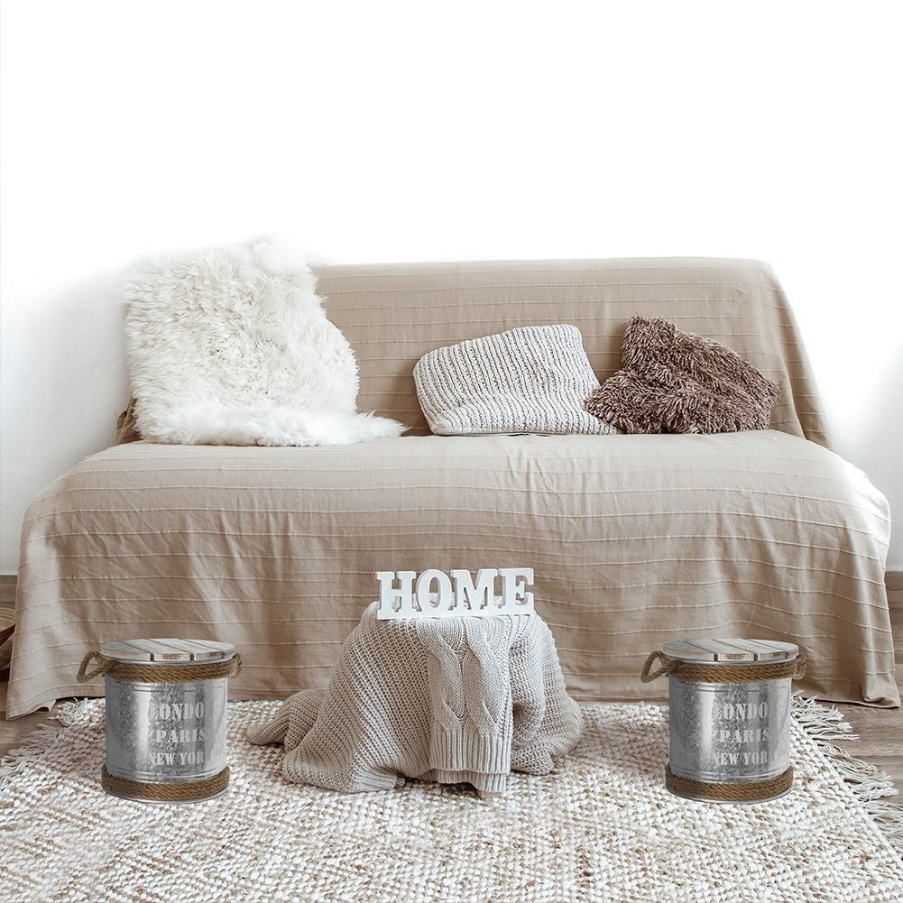 Steel Container with Jute Handle for Storage and Decoration