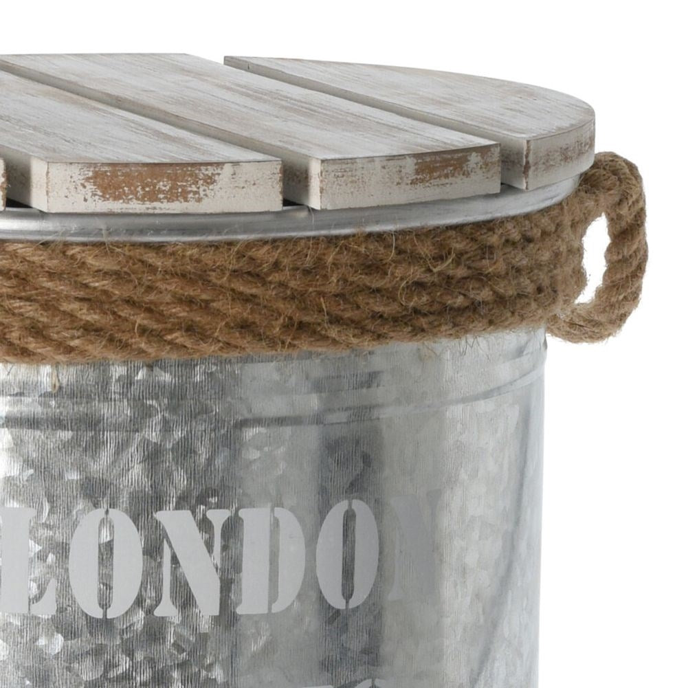 Steel Container with Jute Handle for Storage and Decoration