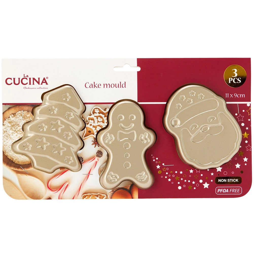 Steel Holiday Cookie Molds Set, Non-Stick, 3 Pieces