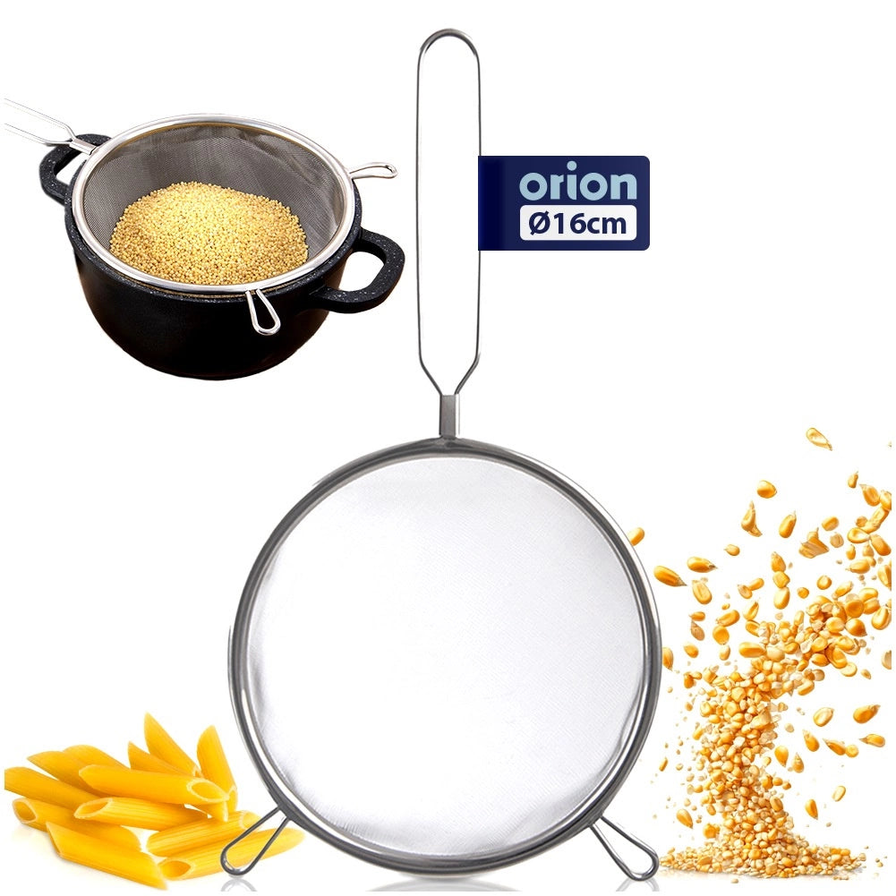 Steel Kitchen Strainer with Handle, 16 cm Diameter