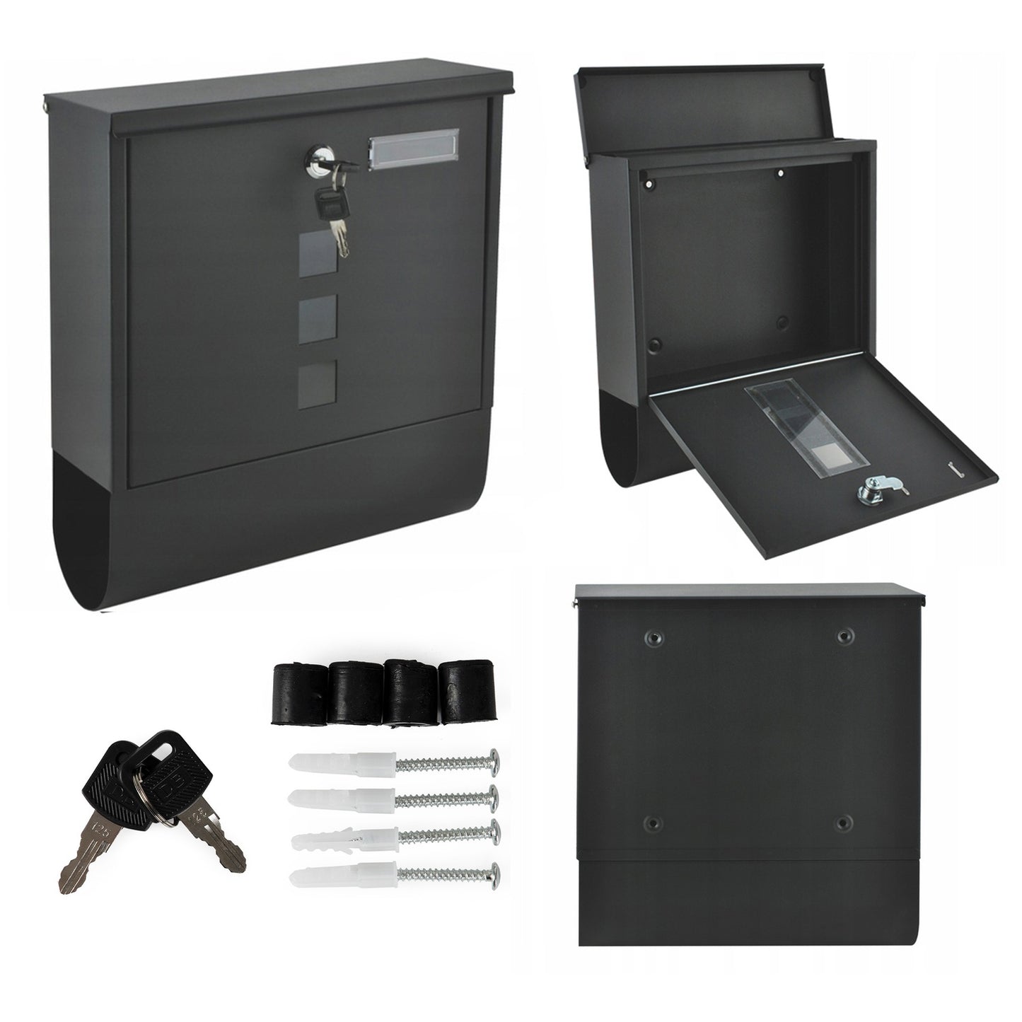 Steel Mailbox Letterbox anthracit with lock