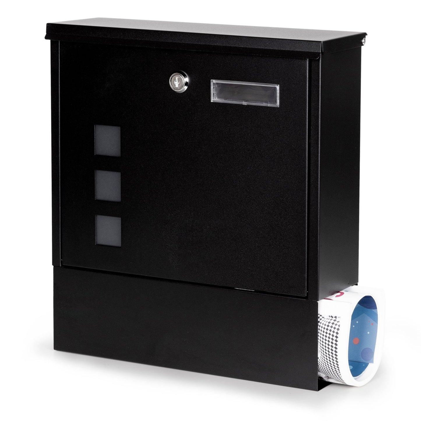 Steel Mailbox Letterbox black with lock