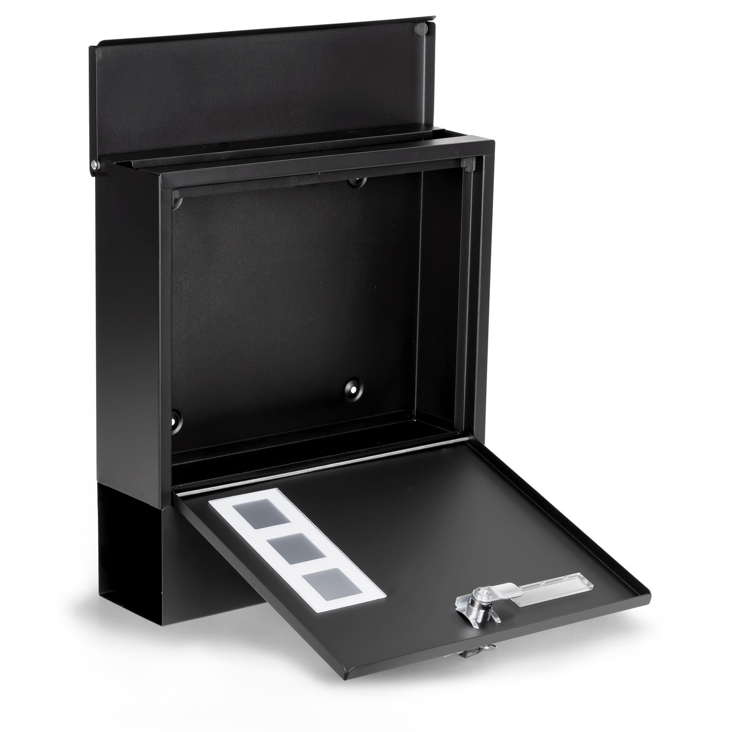 Steel Mailbox Letterbox black with lock