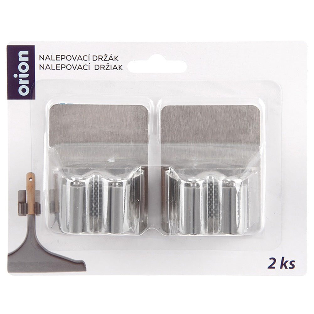 Steel Mop, Broom & Tool Holder, Self-Adhesive, 2-Pack