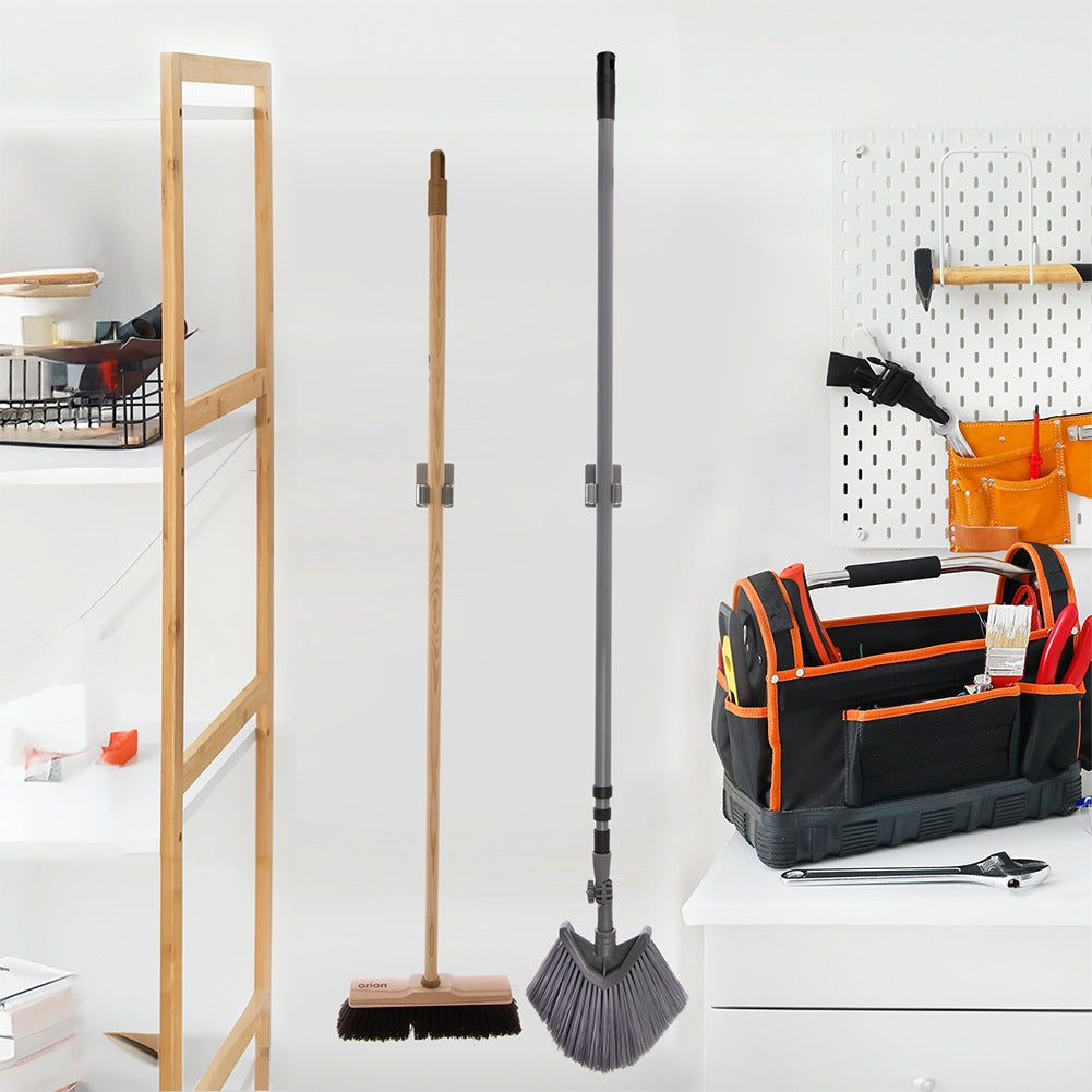 Steel Mop, Broom & Tool Holder, Self-Adhesive, 2-Pack