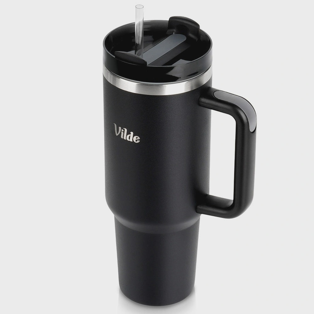 Steel Travel Mug with Handle, 1.2L, Black