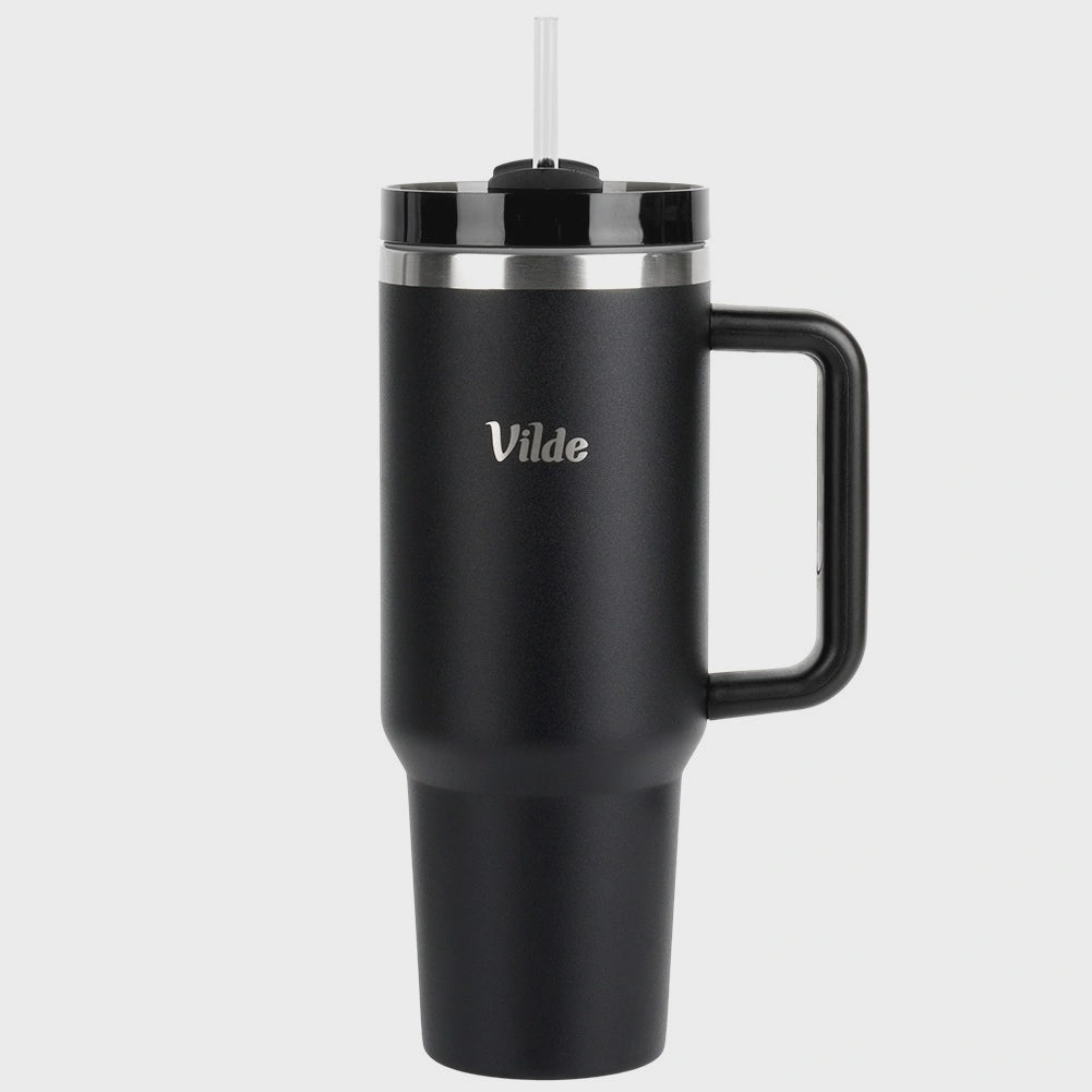 Steel Travel Mug with Handle, 1.2L, Black