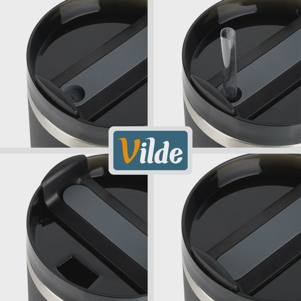 Steel Travel Mug with Handle, 1.2L, Black