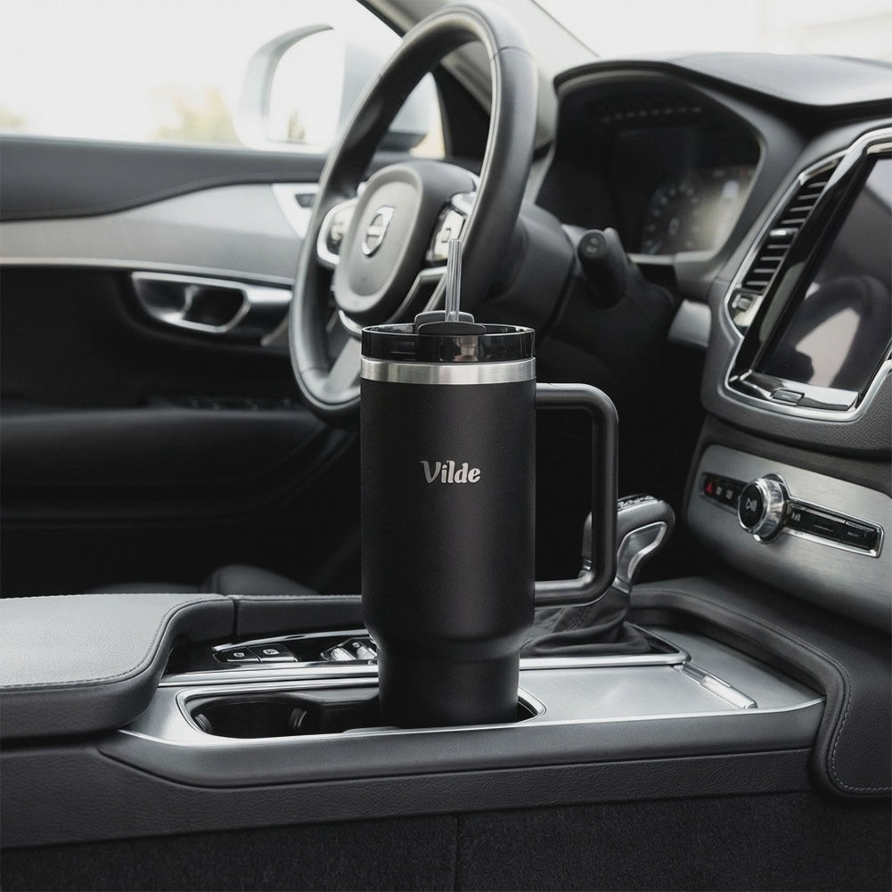 Steel Travel Mug with Handle, 1.2L, Black