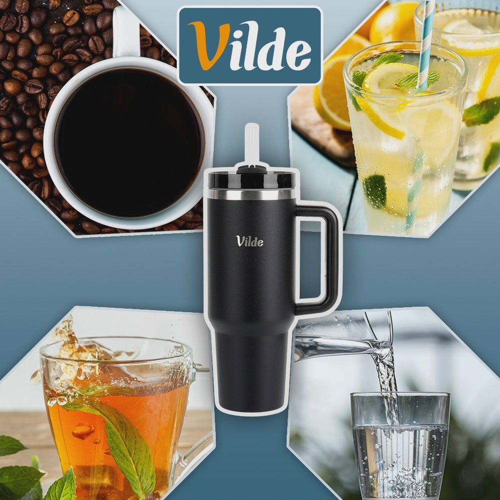 Steel Travel Mug with Handle, 1.2L, Black