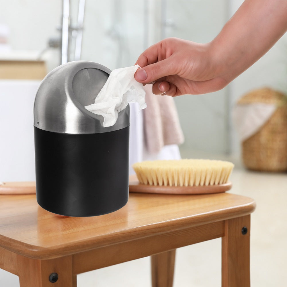 Steel bathroom waste bin BLACK 1.2 l