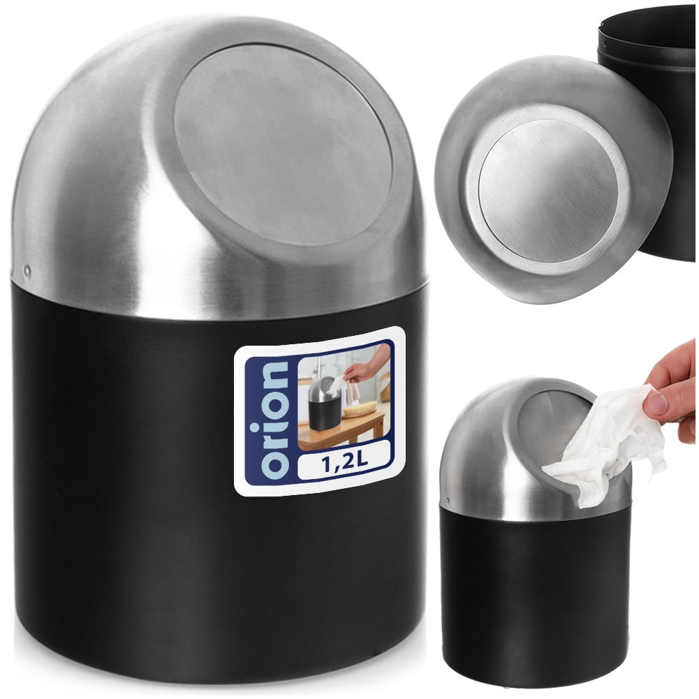 Steel bathroom waste bin BLACK 1.2 l