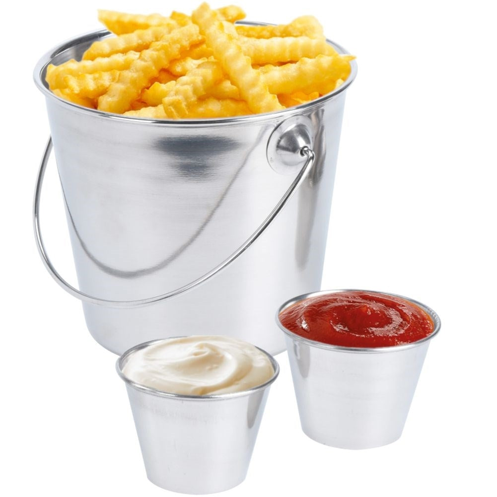 Steel bucket with handle for snacks and snacks