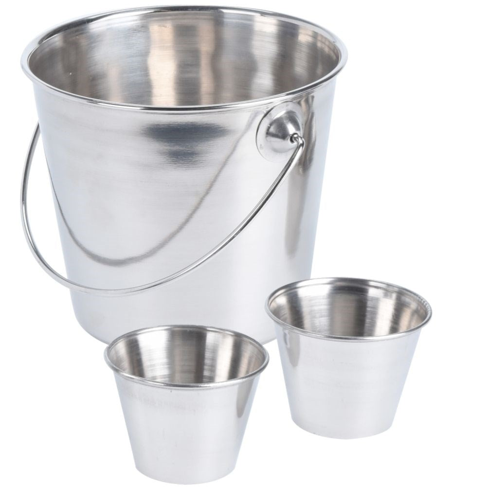 Steel bucket with handle for snacks and snacks