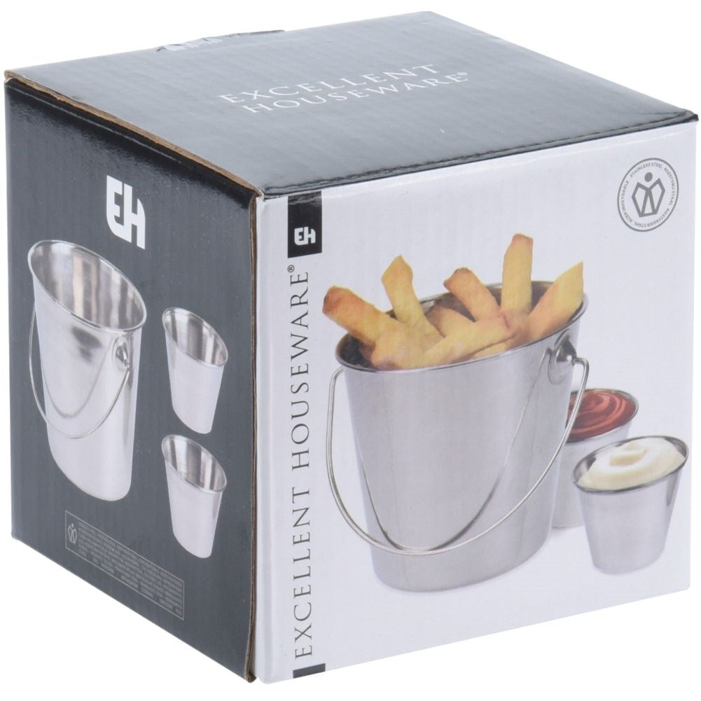 Steel bucket with handle for snacks and snacks