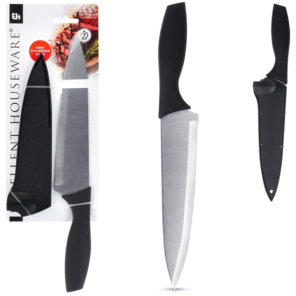 Steel chef's knife with knife guard 19 cm