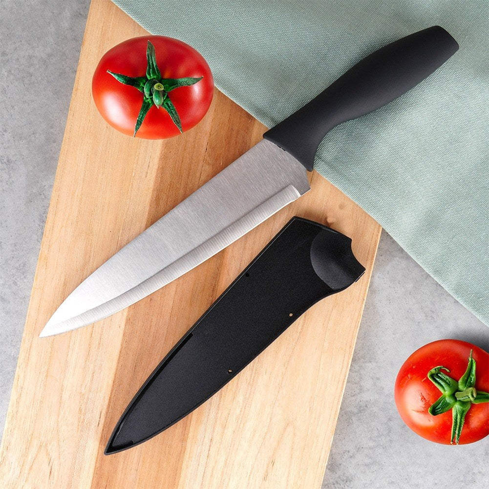 Steel chef's knife with knife guard 19 cm