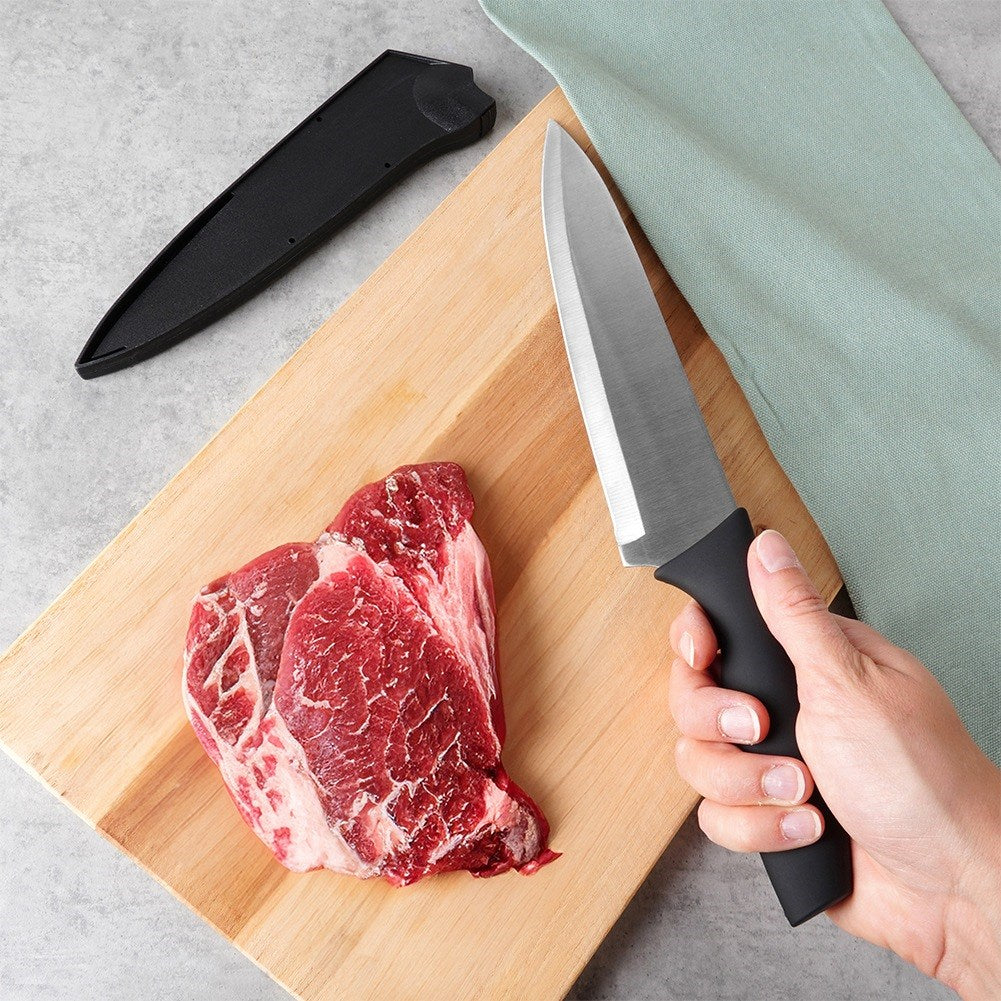 Steel chef's knife with knife guard 19 cm