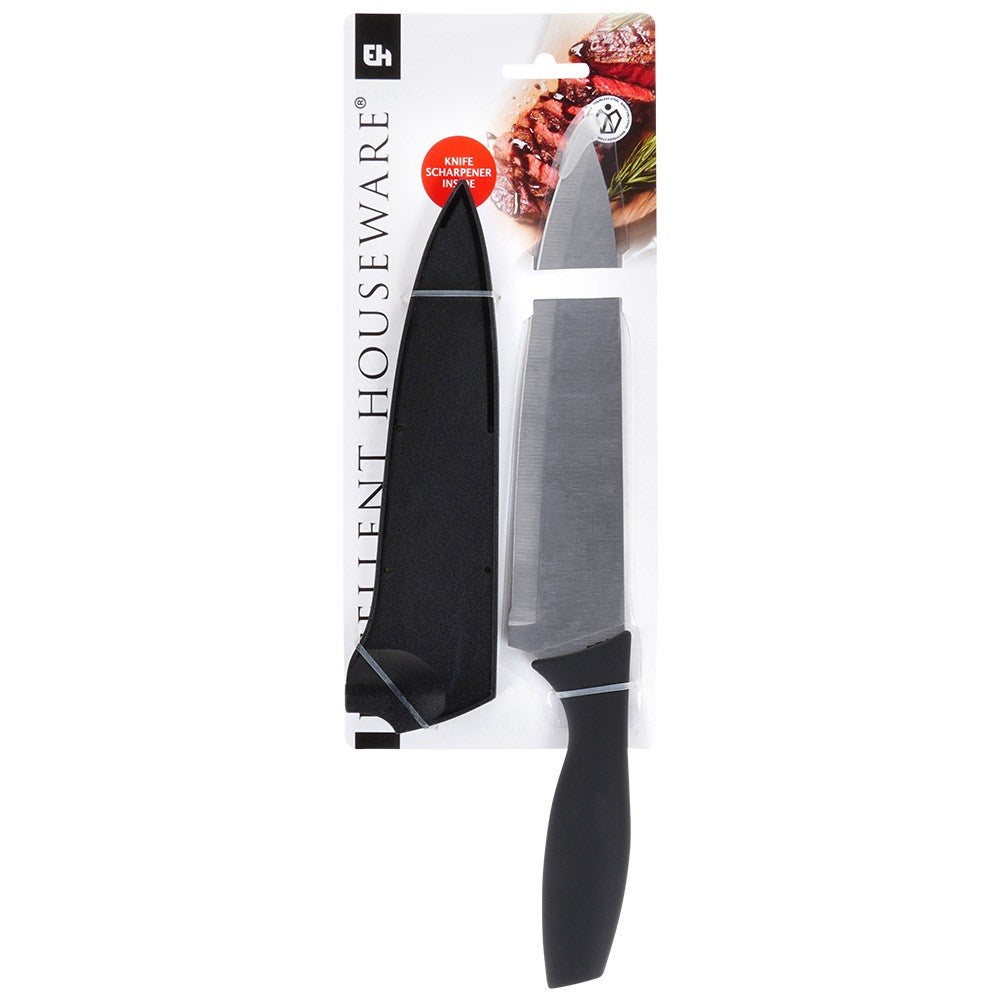 Steel chef's knife with knife guard 19 cm