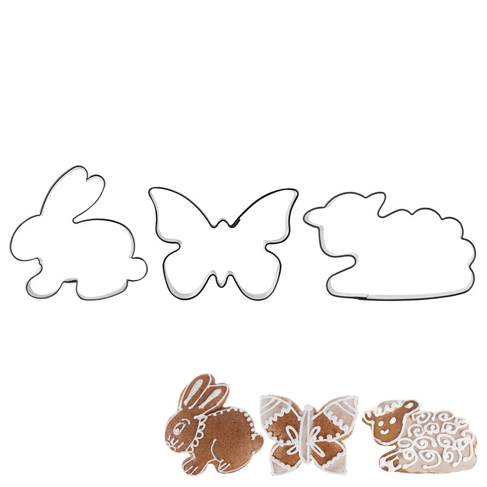 Steel cookie cutters bunny butterfly lamb 3 pcs.