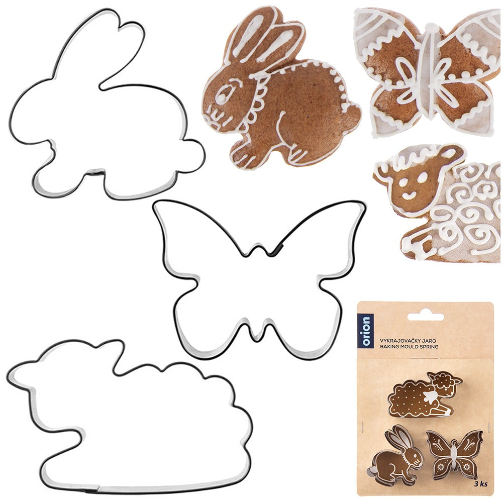 Steel cookie cutters bunny butterfly lamb 3 pcs.