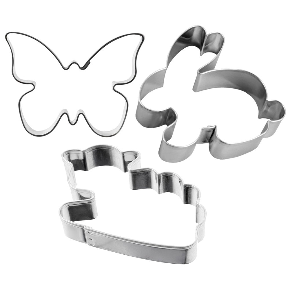 Steel cookie cutters bunny butterfly lamb 3 pcs.