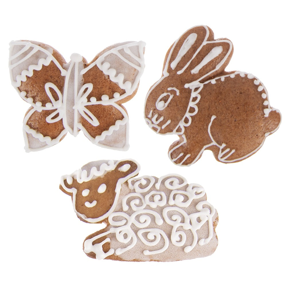 Steel cookie cutters bunny butterfly lamb 3 pcs.