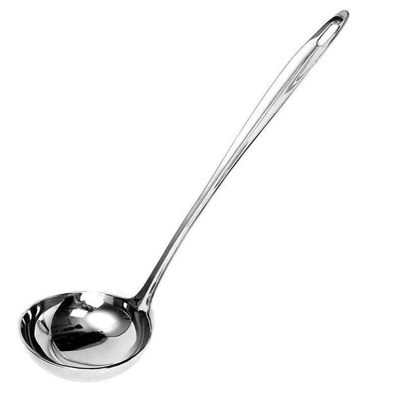 Steel ladle for serving soups and sauces