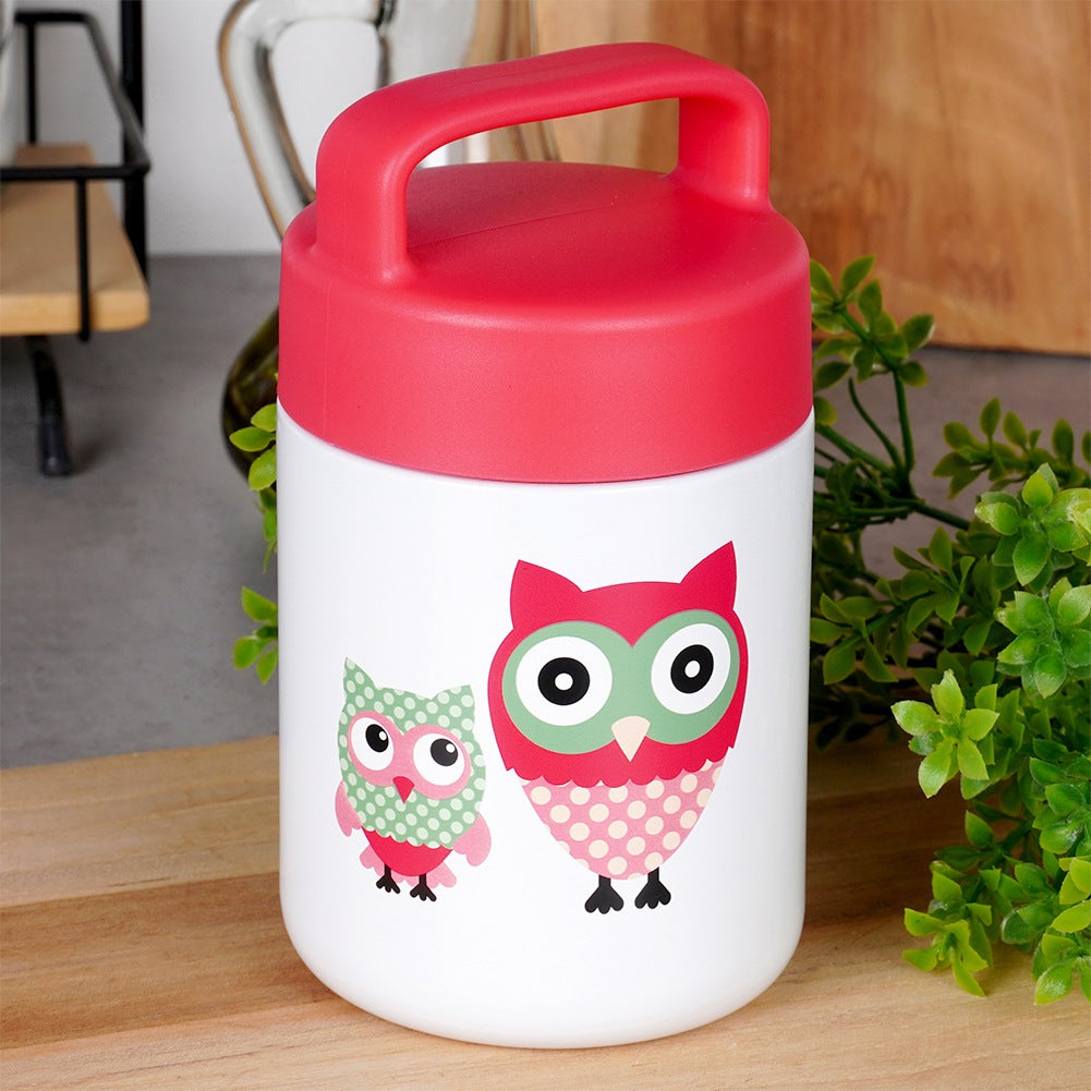 Steel lunch thermos OWL 450 ml