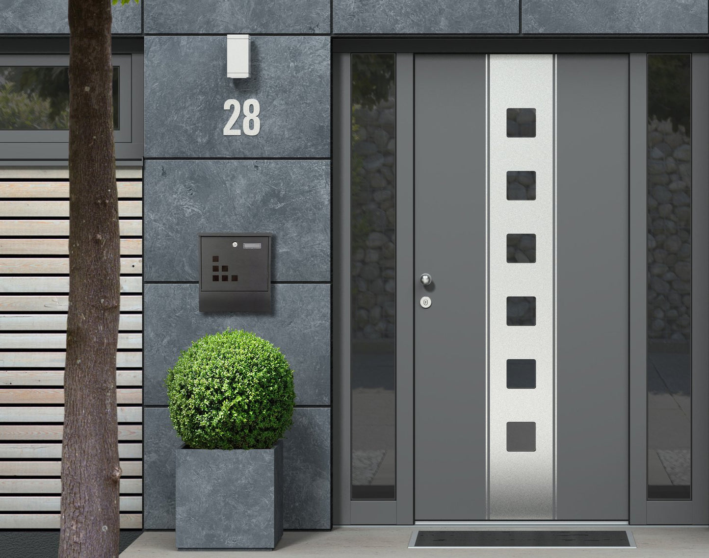 Steel mailbox, newspaper holder