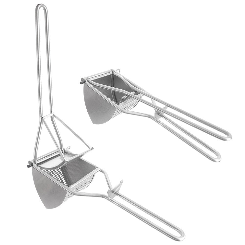 Steel potato press