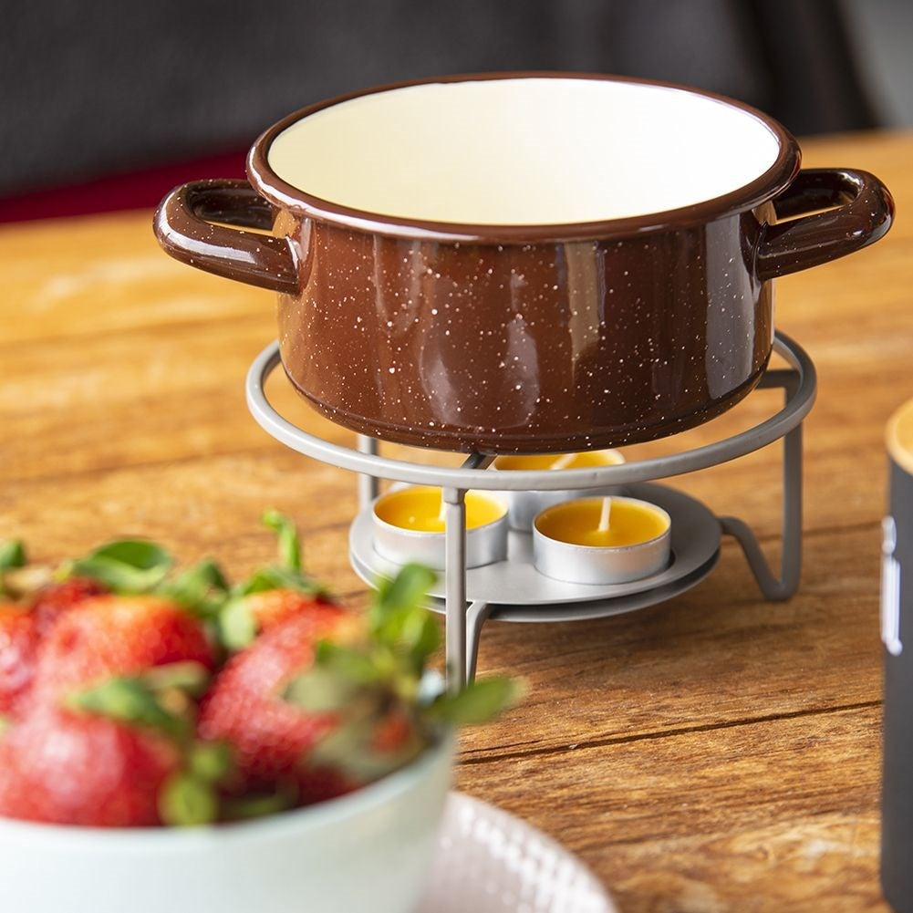 Steel pot with enamel, 12 cm, for all stoves incl. induction
