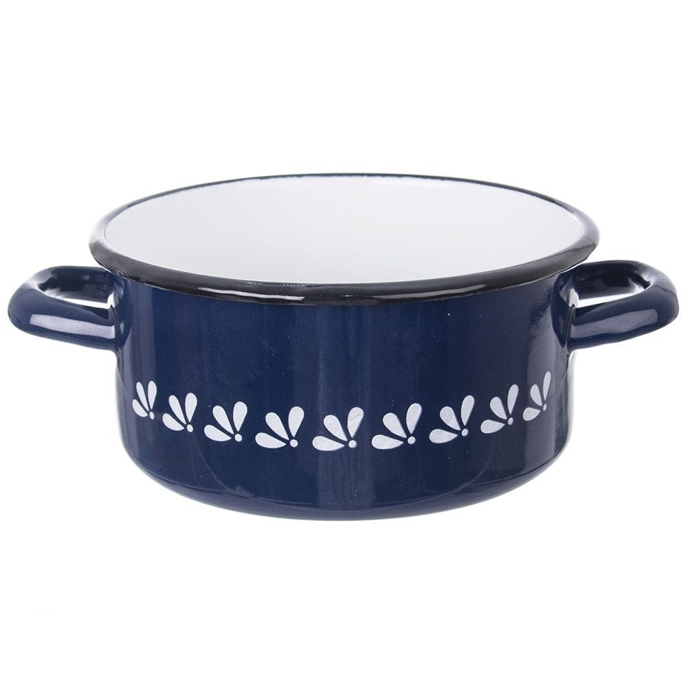 Steel pot with enamel - Perfect for induction hobs, 16 cm