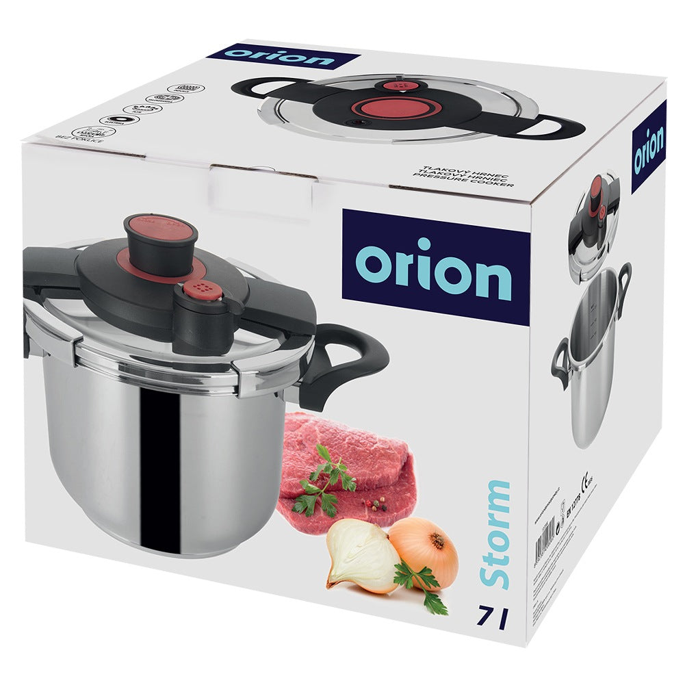 Steel pressure cooker with automatic closing STORM 7 l