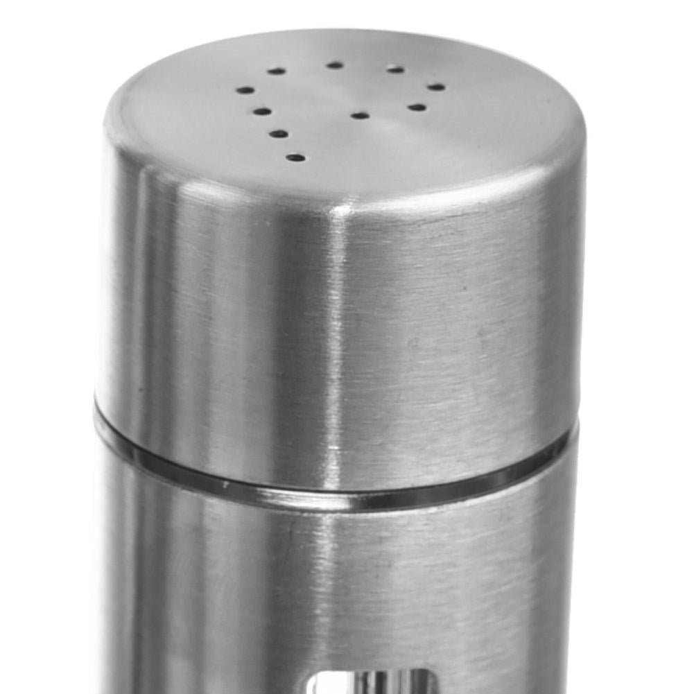 Steel salt and pepper shakers with stand, 3 pieces