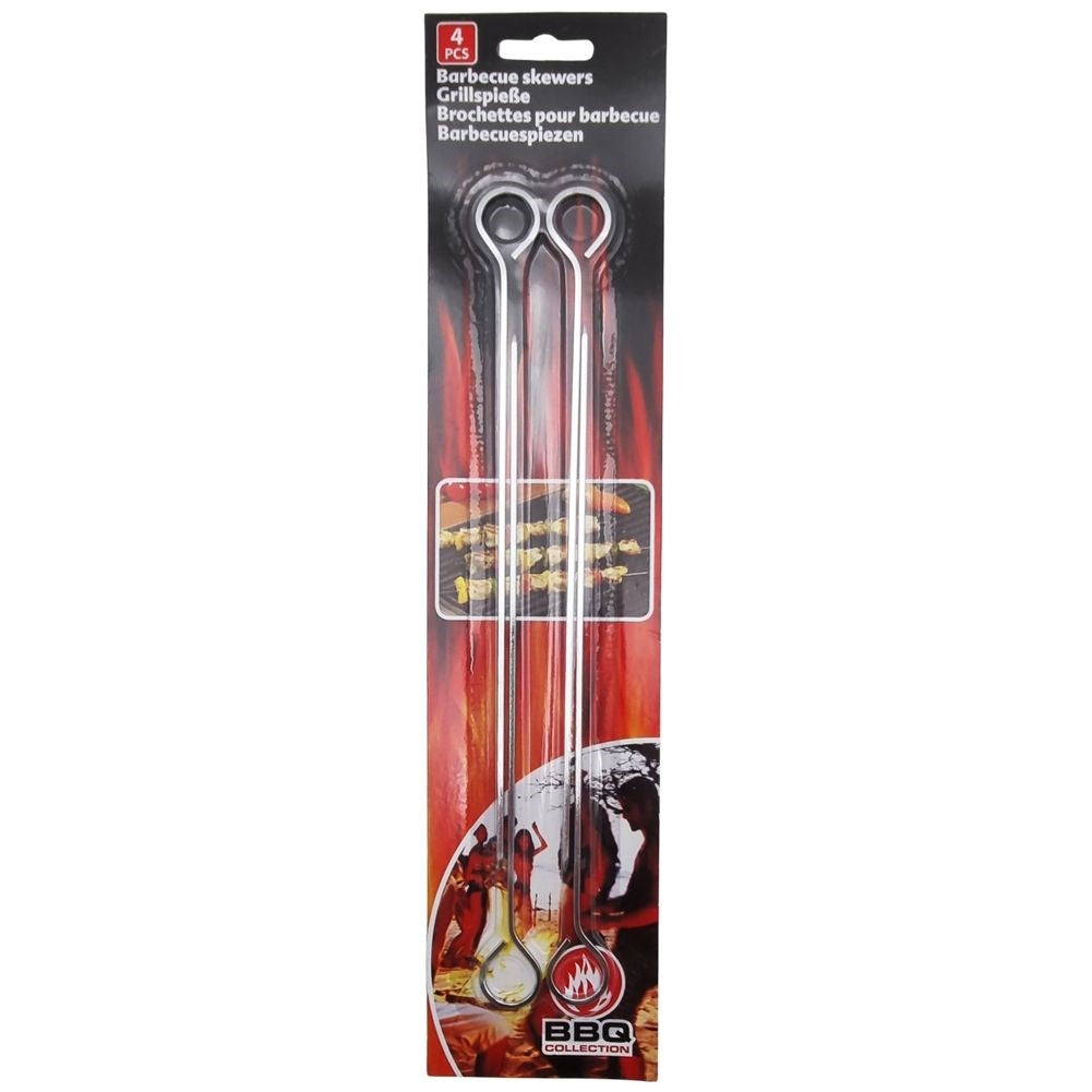 Steel skewers for grilling and baking meat and vegetables