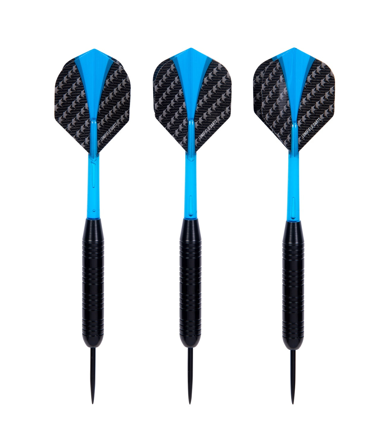 Steeltip Darts 23g, Black Barrel, Blue Shafts & Flights