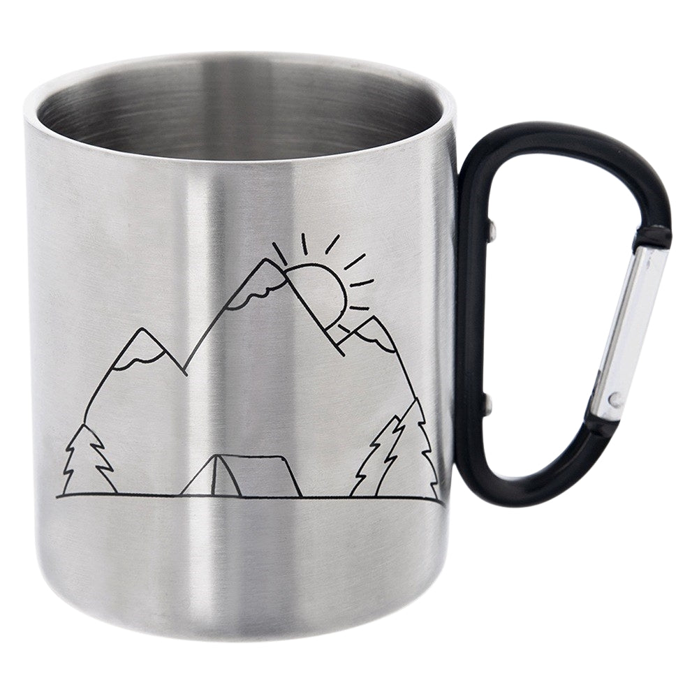 Steel travel mug with carabiner 350 ml