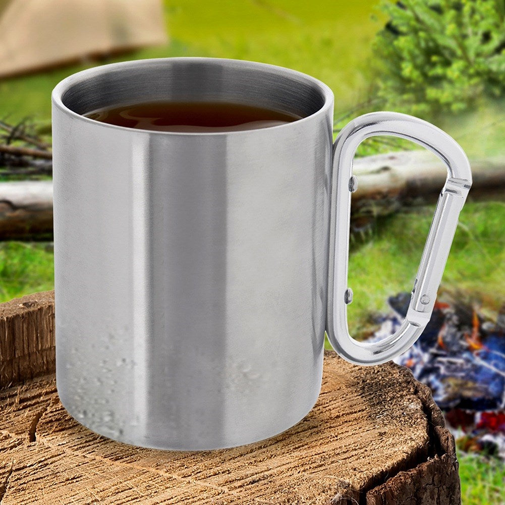 Steel travel mug with carabiner 350 ml