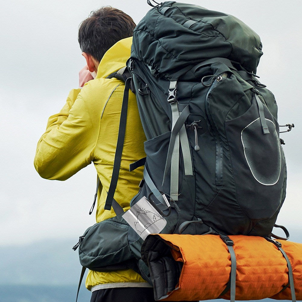 Steel travel mug with carabiner 350 ml