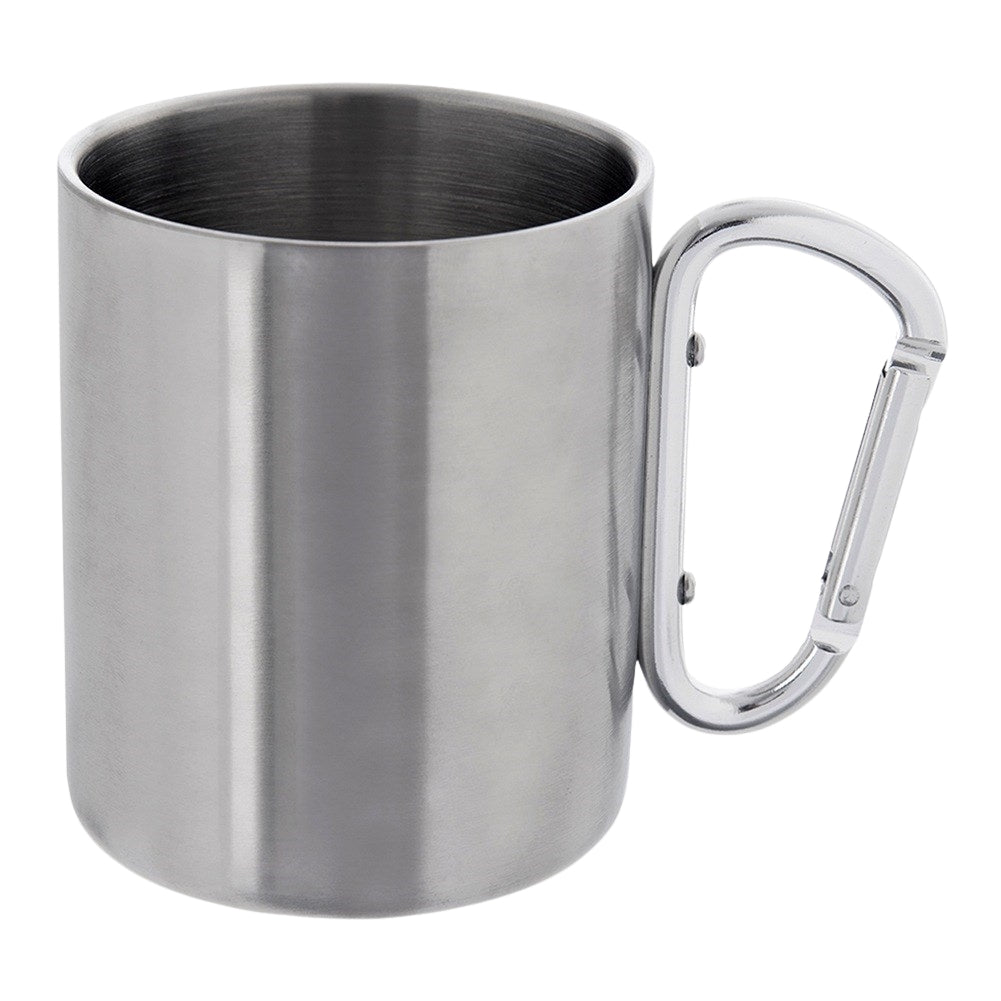 Steel travel mug with carabiner 350 ml