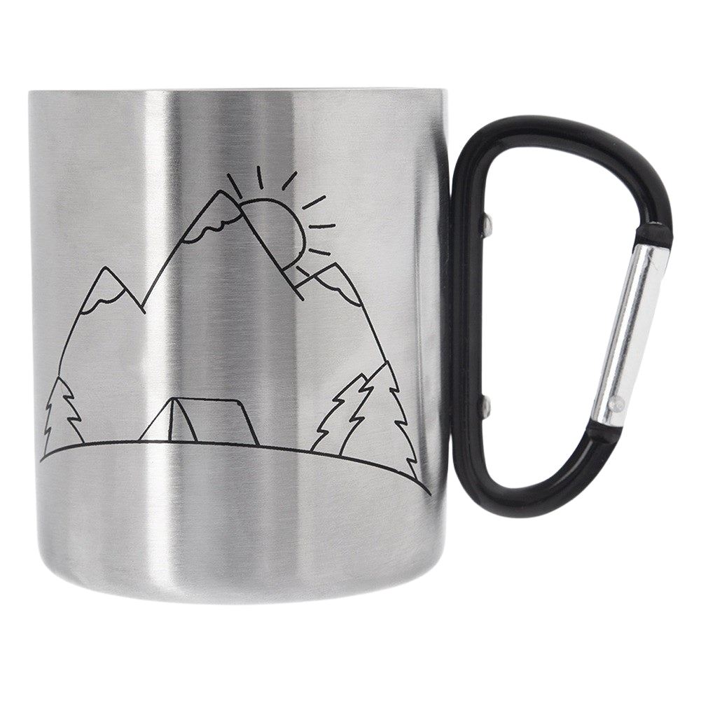 Steel travel mug with carabiner 350 ml
