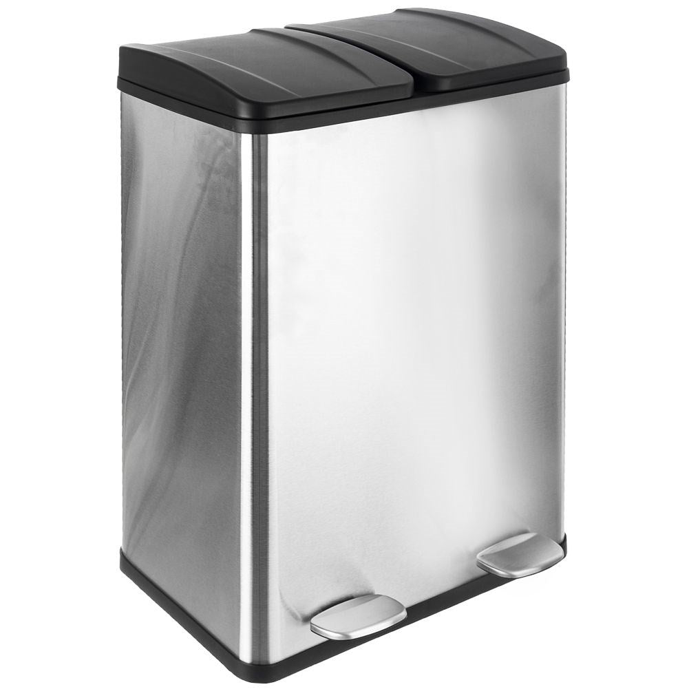 Steel waste sorting bin with pedal 2x30 l