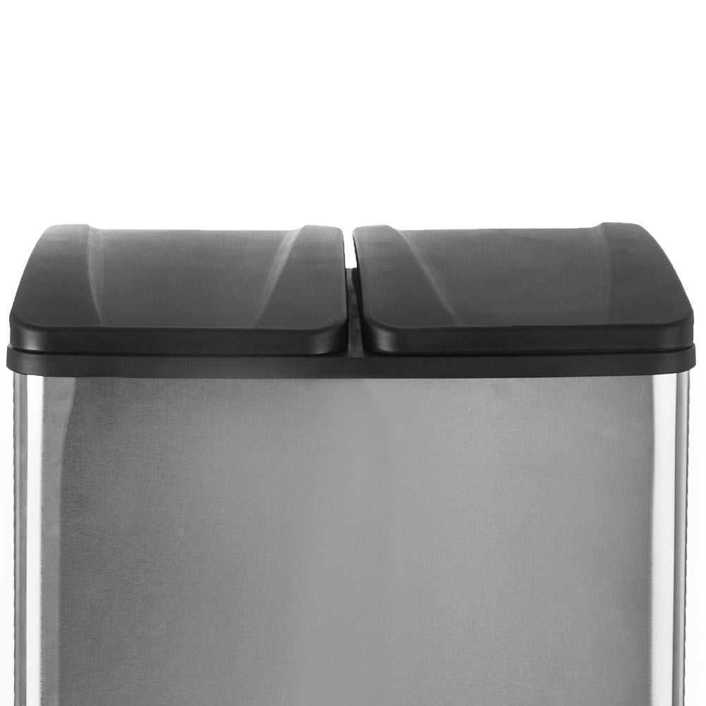 Steel waste sorting bin with pedal 2x30 l